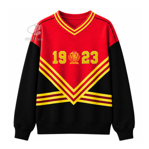 Sudadera NSPDK para Mujer, Bordada en Rojo y Dorado, de Algodón y Felpa, Manga Larga, Cuello Redondo, Ropa de Hermandad - Product Image 1