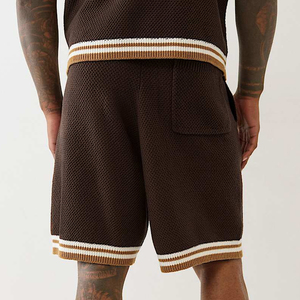 Shorts Bermuda en tricot pour homme, couleur unie, taille à cordon, style décontracté, taille mi-haute, tissu en coton respirant - Product Image 6