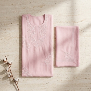 Women's Floral Fantasy <b>Suit</b> Set with Handmade <b>Chikankari</b> Work - Product Image 4
