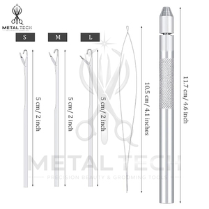 Latch Hook Loop Needle Micro Ring Hair Extension <b>Threading</b> <b>Tool</b> Detachable Head Silver Styling Accessories Export - Product Image 2