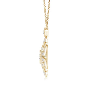 Colgante de Diamante Cultivado en Laboratorio con Corte Redondo Floral Vintage en Oro de 10K, 14K, 18K y Plata de Ley 925, 935 - Product Image 4