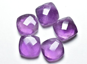 Pierre précieuse naturelle d'améthyste violette, taille coussin, facettée, en vrac, pour la fabrication de bijoux, PDM Gems - Product Image 2