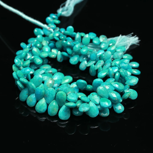 Cuentas de piedra con forma de pera facetada turquesa superior 5*7-8*10mm cuentas de joyería de turquesa facetadas - Product Image 2