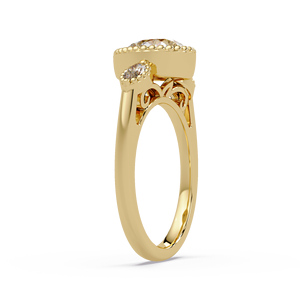 Anillo de Boda Vintage de Oro de 14K con Borde Milgrain y Diamante Cultivado en Laboratorio en Forma de Pera de 1.00 Ct con Certificado IGI y Acento Marquise - Product Image 3