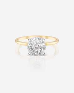 Bague de fiançailles solitaire diamant, sertie halo à griffes, étincelante, en or massif 14 carats, taille ronde, diamant de laboratoire, minimaliste, pour demande en mariage, vente en gros - Product Image 1