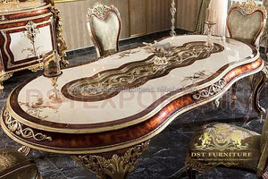 รอยัลหรูหราแกะสลักห้องรับประทานอาหารเฟอร์นิเจอร์พิเศษพระราชแกะสลักห้องรับประทานอาหารสีทองชุดซื้อเฟอร์นิเจอร์ห้องรับประทานอาหารที่ทำด้วยมือ - Product Image 4