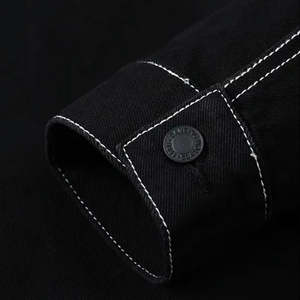 Veste en denim de coton de haute qualité, lavée, noire - Product Image 4