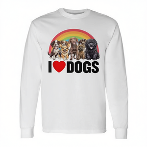 T-shirt à manches longues « I Love Dogs » avec motif de chien arc-en-ciel mignon pour les amoureux des animaux - Product Image 2