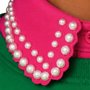 Collar Desmontable de Perlas Rosas para Mujer, Collar Decorativo con Cuentas de Perlas de Imitación, Accesorio de Moda para Blusa, Prenda Elegante - Product Image 2