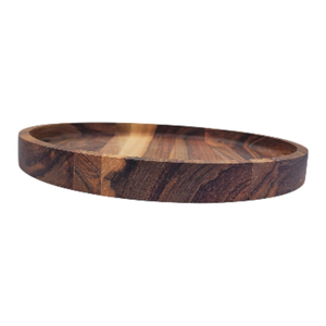 Plateau de service rond en bois rustique, plateau à nourriture en bois massif, plateau de présentation pour café et thé avec bord surélevé pour la salle à manger à domicile - Product Image 2