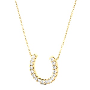 Joyería de lujo, colgante de herradura chapado en oro rosa, joyería grabada, Diamante cultivado en laboratorio, cadena de oro de 14 quilates, los mejores regalos para el Día de la madre - Product Image 4