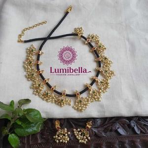 Black Thread AD Necklace Set-Fashion Jewelry - Product Image 1