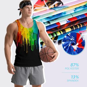 Wholesale Custom Fashion Stringer Tank Top For Men Training Fitness <b>Running</b> <b>Singlet</b> Casual Tops Sublimation Tie Dye Printing - Product Image 2