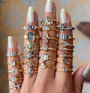 Anillos de Diamantes Naturales Marrones RCK Global, Anillos de Boda con Diamantes Grises en Corte Rosa, Chapados en Oro Sólido de 10K, 14K y 18K - Product Image 1