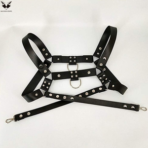 Wholesale Rate Men Black Studded <b>Leather</b> Chest <b>Harness</b> Adjustable Body Strap Belt Punk Rock Gothic Fashion Statement Piece - Product Image 4