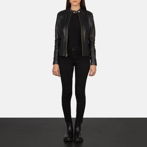 Veste en cuir véritable pour femmes, veste bomber élégante en cuir d'agneau véritable pour femmes, confortable, logo et design personnalisés, OEM - Product Image 4