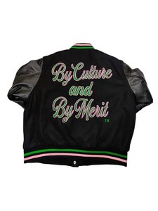 Chaqueta Bomber Alpha Alpha con Mangas de Cuero Sintético, Bordado de Cartas de Póker y Dados, Servicio de Fábrica OEM - Product Image 2