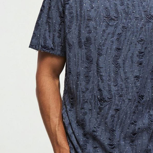 T-shirt Homme Personnalisé en Coton Satiné 100% Lourd, Coupe Slim, Effet Délavé et Vieilli, Tissu de Luxe - Product Image 5