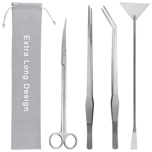 Juego de Herramientas Profesionales de Acero Inoxidable para Acuarios, Tijeras para Recortar Plantas Acuáticas, Pinzas Curvas, Espátula, Kit para Acuarios - Product Image 1