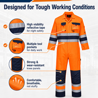 Combinaison de travail confortable, haute visibilité, réfléchissante, ignifuge, imperméable, en coton, certifiée CE, multi-hazards, pour la route