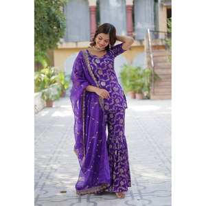 Conjunto de Traje de Chifón de Diseñador con Bordado de Lentejuelas para Fiestas - Product Image 4