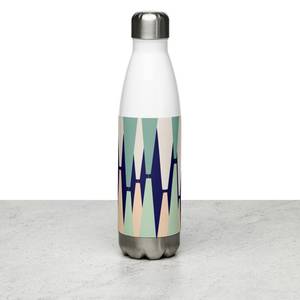 Botella de agua de acero inoxidable con diseño geométrico moderno, portátil, para viajes, con tapa. - Product Image 4
