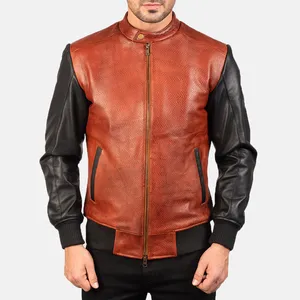Chaqueta Bomber de Invierno para Hombre, Marca Avan, Negra y Marrón, de Cuero, Impermeable, Estilo Urbano - Product Image 3