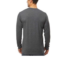 T-shirt en coton 100% de qualité supérieure pour homme, tissu personnalisé brodé, manches longues, t-shirt uni - Product Image 1