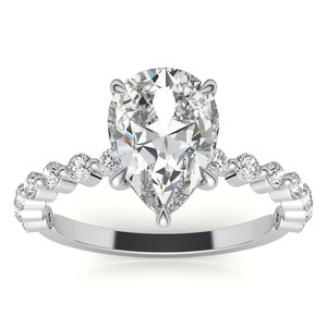 แหวนเพชรทรงหยดน้ำเม็ดเดี่ยว ทองคำแท้ 10K/14K/18K ประดับเพชรเลี้ยงในห้องปฏิบัติการ รับรองโดย IGI สำหรับงานหมั้น งานแต่งงาน และวันครบรอบ สำหรับผู้หญิง - Product Image 1