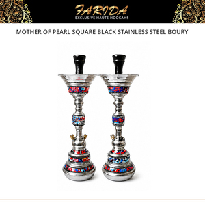 Chicha Mini Boury de Luxe Farida en Acier Inoxydable Laqué Noir, Qualité Supérieure, Meilleure Vente, avec Perle de Madreperle Égyptienne Carrée - Product Image 5