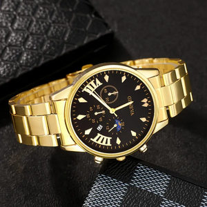 Juego de 4 Relojes de Cuarzo con Calendario Dorado Redondo y Elegante para Hombre 192046 - Product Image 2