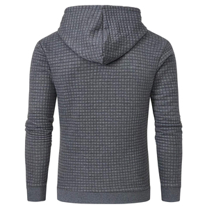 Sweat à capuche gaufré pour femme, couleur unie, mélange de coton, décontracté, manches longues, hiver, poches avant, patch marron, respirant, séchage rapide - Product Image 2