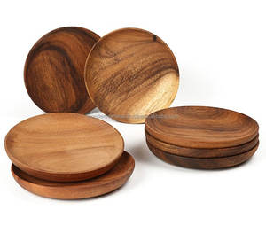 Plateau en bois de forme ronde de luxe plat poli pour la fête servant un coffre-fort durable et écologique - Product Image 4