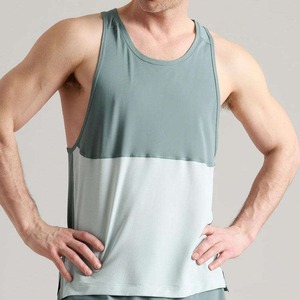 Débardeur Homme Sportif à Col Rond, Séchage Rapide, Blocs de Couleurs, Sans Manches, en Coton Tricoté Jaune, Coupe Légère - Product Image 5