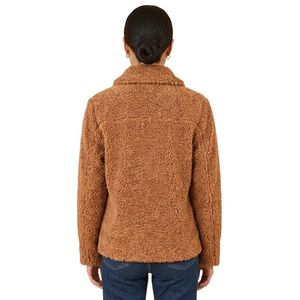 Custom <b>Women</b> <b>Brown</b> Teddy Wool <b>Jacket</b> Button Front Patch Pocket Design Winter Casual Outerwear Premium Woolen <b>Jackets</b> - Product Image 2