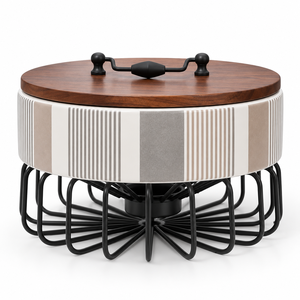 Olla Redonda Moderna de Cerámica con Tapa de Acero Inoxidable y Soporte Metálico, Ecológica y Duradera - Product Image 2