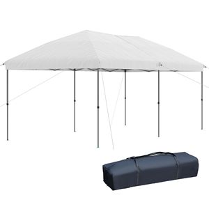 Gazebo Pop-up Bianco 10x19 per Feste, Tenda Robusta con Struttura in Acciaio e Altezza Regolabile, Modello D0100X35LGX per Patio, Giardino e Cortile - Product Image 1