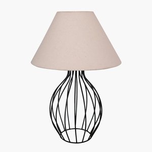 Modern Metal Table Lamp Fabric Drum Shade Black Wire Base <b>Bedside</b> <b>Reading</b> <b>Light</b> - Product Image 2
