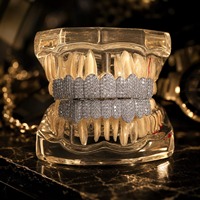 RIZTA JEWELS Grillz dentaire personnalisé certifié en argent 925 plaqué or 14K, micro-incrustation de moissanite taille brillant, unisexe, style Hip Hop