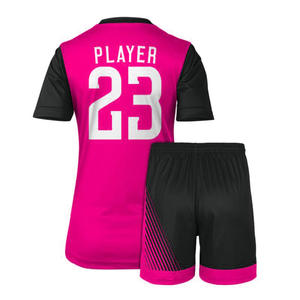 Conjunto de Uniforme de Fútbol Personalizado Negro Rosa con Estampado Geométrico, Cuello en V, Nuevo y Moderno, Uniformes de Fútbol Transpirables Sublimados para Mujer - Product Image 2