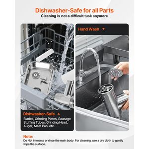 Tritacarne Elettrico Commerciale con Capacità di 5 Libbre/Minuto, Macchina per Salsicce in Acciaio Inox, Piastra di Macinazione da 10L - Product Image 6