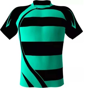 Men's Short Sleeve Rugby Jersey Striped Lime Green Black Moisture Wicking Crew Neck Polyester Sport Apparel - Product Image 4