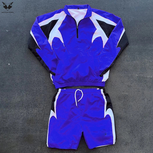 Ensemble short coupe-vent tendance pour homme, nouvelle collection, couleurs contrastées, qualité supérieure, entièrement personnalisable, faible MOQ. - Product Image 1