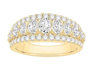 Oval Round Three Row Prong Eternity <b>Ring</b> 1.50 Ct Lab Grown Diamond In 18K Gold And Platinum - Product Image 2