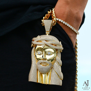 Collar con Colgante de Jesús Cristiano con Incrustaciones de Moissanita, Cadena de Latón Chapado en Oro Rosa, Joyería Hip Hop para Hombres y Mujeres - Product Image 6