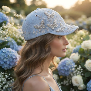 Gorra de Béisbol Clásica para Mujer con Encaje Delicado, Detalles de Bordado Floral, Correa, Accesorio Casual de Moda - Product Image 6