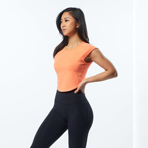 Camiseta Corta Deportiva para Mujer, Ecológica, Ajustada, 100% Algodón, con Decoración de Logotipo, Diseño Sólido, Transpirable, de Secado Rápido, para Verano - Product Image 6