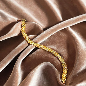 Bracelet à maillons carrés micro-plaqué or 14K/18K/24K pour hommes avec fermoir en S, bijoux de mode, bracelets en laiton. - Product Image 5