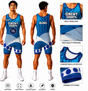 2026 New Custom Men's Wrestling Singlets Spandex/Polyester 300g Stretch Lightweight Quick Dry Breathable Heat-Transfer Front - Product Image 1