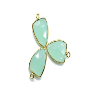 925 Sterling <b>Silver</b> DIY Jewelry Wholesale Faceted Blue Chalcedony Trillion Gemstone Gold Bezel Fine Pendants Classic Unisex - Product Image 1